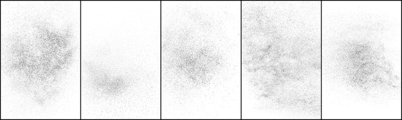 Poster - Set of distressed black texture. Dark grainy texture on white background. Dust overlay textured. Grain noise particles. Rusted white effect. Vector illustration, Eps 10.