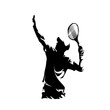 Tennis player logo, abstract isolated vector silhouette