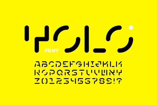Minimal style font design, alphabet letters and numbers vector illustration