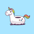 Cute kawaii styled unicorn float vector cartoon illustration
