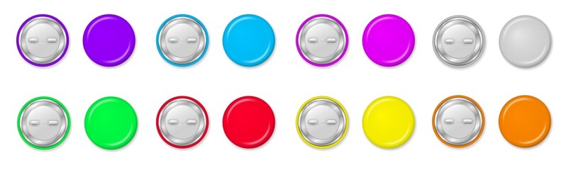 Pinback badges, pin buttons, circle tag, brooch