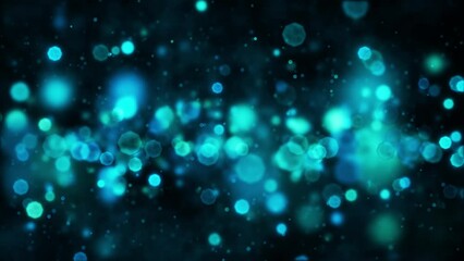 Wall Mural - abstract looping motion background with flying particles. animated overlay with blue bokeh lights, s