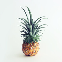 Ripe pineapple over isolated on white background. Beach and tropical theme