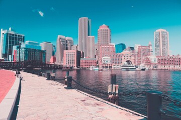 Wall Mural - Boston skyline. Vintage filtered Boston, Massachusetts.