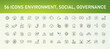 Environment nature line icons collection. ESG concept, net zero in environmental, social and governance. Banner design. Line icon set. EPS10 vector illustration.