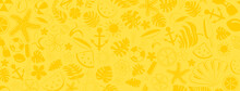 Background Of Various Items Related To Summer Holidays At Sea, In Yellow Colors