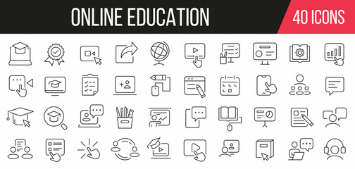 Poster - Online education line icons collection. Set of simple icons. Vector illustration
