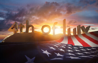 Wall Mural - US American flag. For USA Memorial day, Veteran's day, Labor day, or 4th of July celebration.3d Render