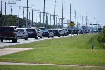 Heavy Summer Traffic on the Outer Banks of North Carolina southbound US 158