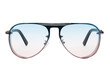 © Mohsin - WOMENS OVERSIZED SUNGLASSES LIGHT BLUE AVIATOR GRADIENT FLAT TOP LENS WITH BLUE GLITTER SIDE SHEILDS FRONT VIEW