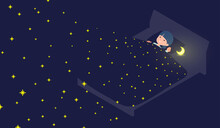 星空の中で寝ているナチュラルスタイル女性のセット