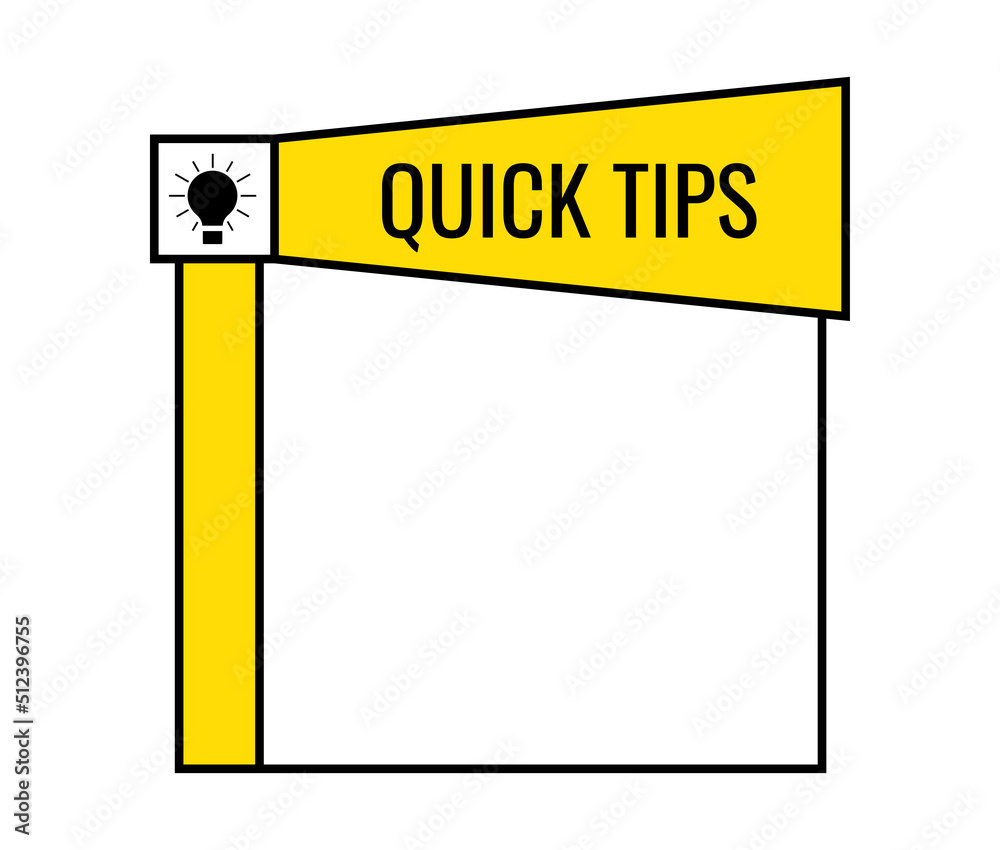 Quick tips with light bulb check list vector badge. Note blank with ...