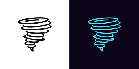 Poster - Outline tornado icon, with editable stroke. Hurricane silhouette, twister pictogram. Whirlwind funnel