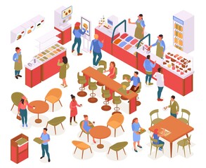 Wall Mural - Food Court Isometric Concept