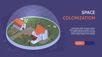 Wall Mural - space colonization horizontal banner