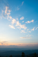 Wall Mural - colorful sunset and sunrise with clouds. blue and orange color of nature
