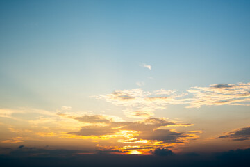 Wall Mural - colorful sunset and sunrise with clouds. blue and orange color of nature
