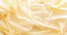 Shiny Golden Fabric Draped With Folds, Textile Wave Background