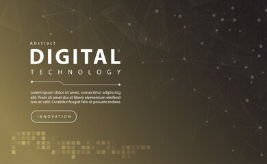 digital technology banner gold black background concept with technology line light effects, abstract