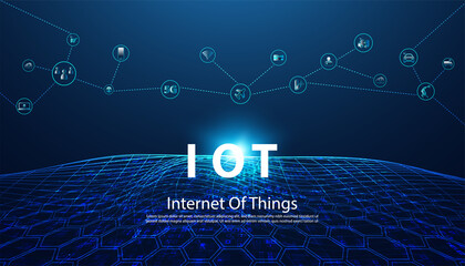 Poster - abstract internet of things concept city 5g.iot internet of things communication network innovation 
