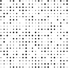 Black Polka Dots Random Pattern Background. Abstract Halftone. Vector Illustration.