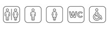 Bathroom Symbol. WC Symbols Set. Bathroom Signs Vector