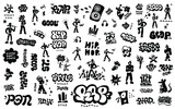 Fototapeta Młodzieżowe - rap music , graffiti isolated icon set, street style ,hip hop culture symbols