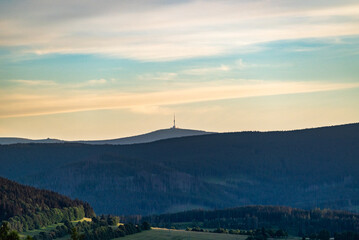 Wall Mural - Praded - is the highest mountain of Hruby Jeseník mountains, Moravia, Czech Silesia and Upper Silesia and is fifth-highest mountain of Czechia - Panorama - High Quality Photography