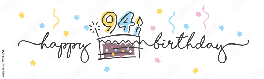 94th Birthday handwritten typography lettering Greeting card with ...