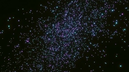 Poster - Black background . Design. Bright bright stars in animation that look like space and move in different directions.
