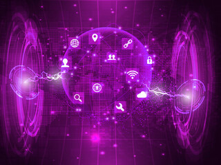 Poster - 2d illustration Abstract futuristic electronic circuit technology background