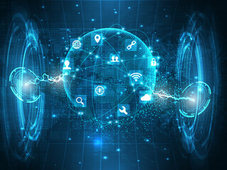 Poster - 2d illustration Abstract futuristic electronic circuit technology background