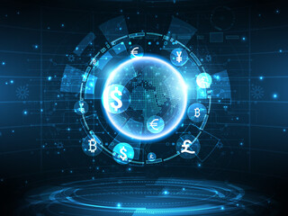 Poster - 2d illustration Abstract futuristic electronic circuit technology background