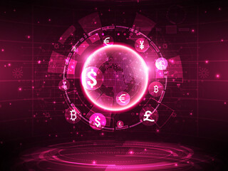Poster - 2d illustration Abstract futuristic electronic circuit technology background