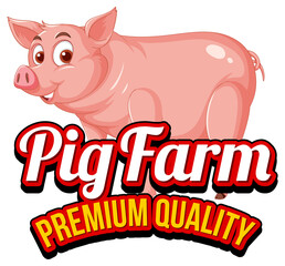 Wall Mural - Pig cartoon character logo for pork products