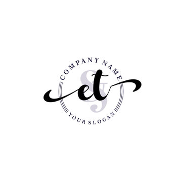 ET Initial handwriting logo vector. Hand lettering for designs.