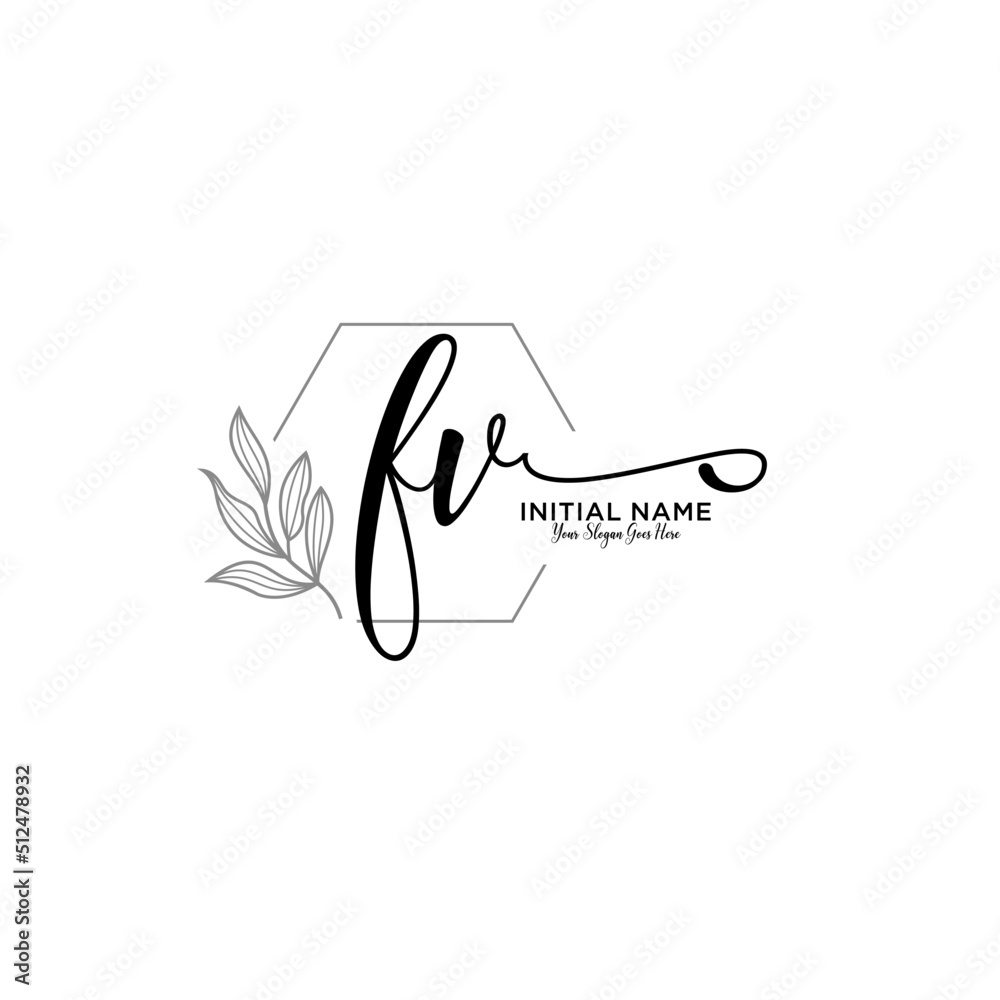Initial letter FV beauty handwriting logo vector Stock Vector | Adobe Stock