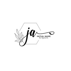 Wall Mural - Initial letter JA beauty handwriting logo vector