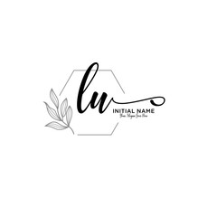 Initial letter LU beauty handwriting logo vector