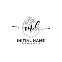 Initial Letter MD Beauty Handwriting Logo Vector