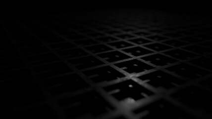 Canvas Print - Close up steel grate in dark scene lighting 3D rendering metal industrial wallpaper backgrounds