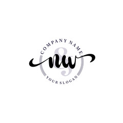 NW Initial handwriting logo vector. Hand lettering for designs.