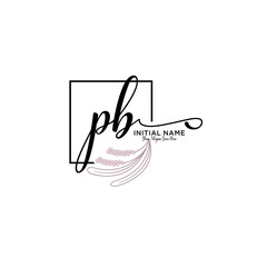 Wall Mural - Initial letter PB beauty handwriting logo vector