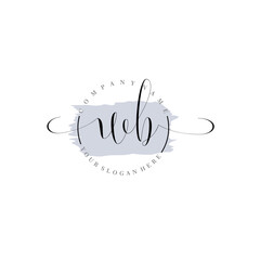 Wall Mural - WB Initial handwriting logo vector. Hand lettering for designs.