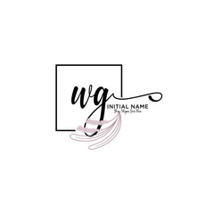 Canvas Print - Initial letter WG beauty handwriting logo vector