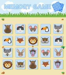 Wall Mural - Animal memory card game