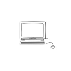 Fototapete - Continuous line drawing. laptop computer illustration icon vector