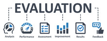 Evaluation Icon - Vector Illustration . Evaluation, Assessment, Performance, Improvement, Result, Infographic, Template, Presentation, Concept, Banner, Pictogram, Icon Set, Icons .