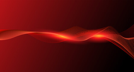 Aufkleber - abstract wave lines motion dark red background presentation template
