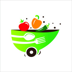 Wall Mural - delivery food and grocery logo vector design